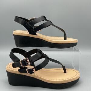 New Journee Collection Women’s Bianca Wedge Sandals Black Size 7